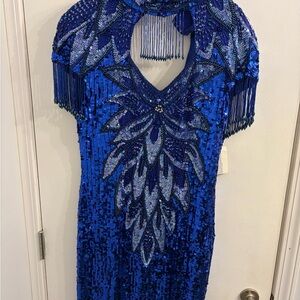 Jacqueline Ferrar Blue Sequin Midi Dress